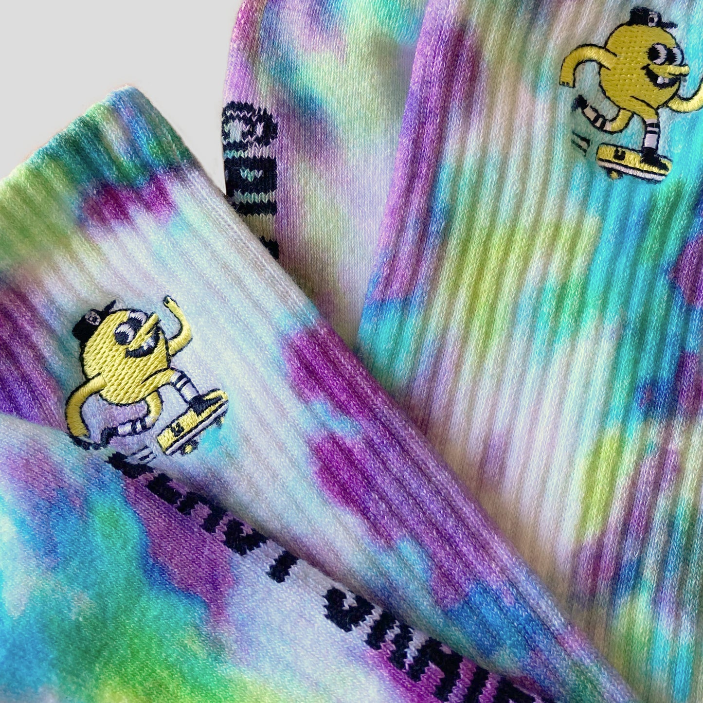 TIE DYE EMBROIDERED MASCOT SOCK