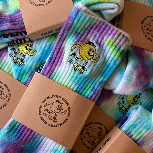 TIE DYE EMBROIDERED MASCOT SOCK