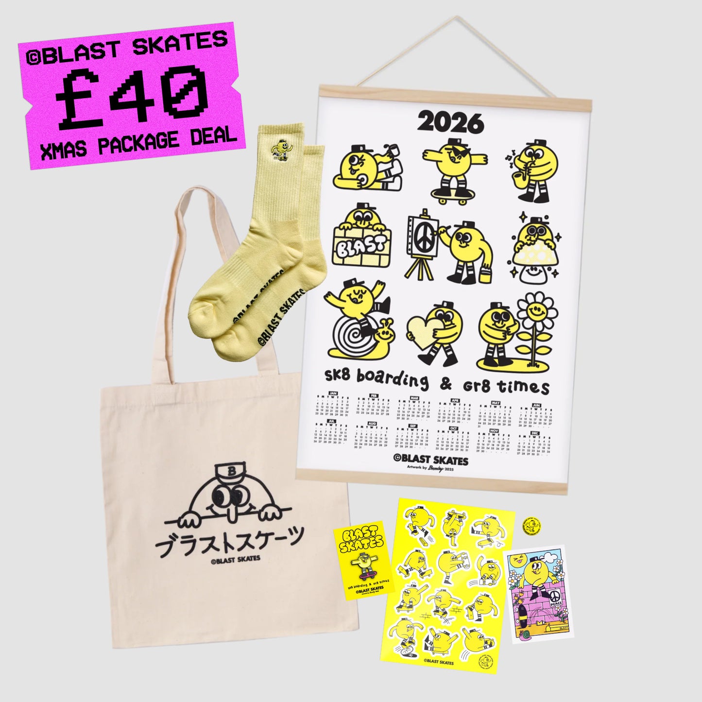 BLAST SKATES CALENDAR PACKAGE DEAL