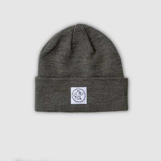 KHAKI ROUND LOGO BEANIE