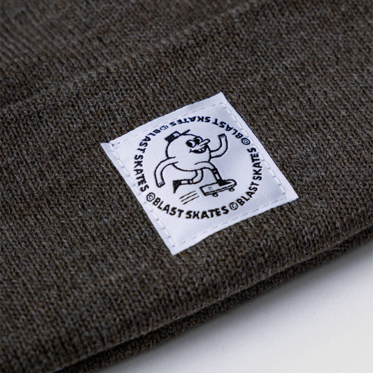 KHAKI ROUND LOGO BEANIE