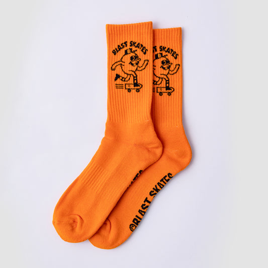 BLAST SKATES ORANGE CREW SOCKS