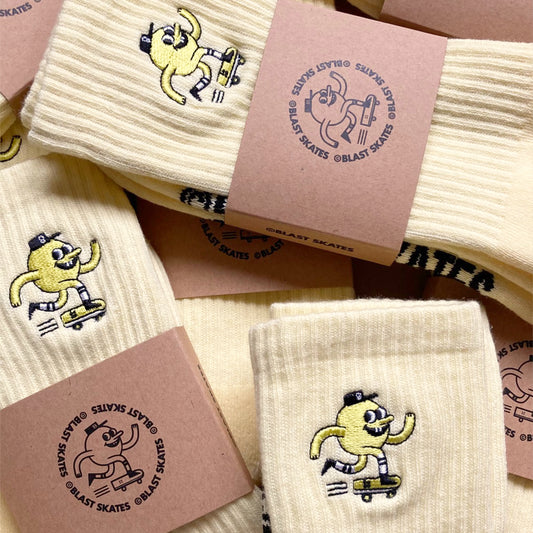 SOFT YELLOW EMBROIDERED MASCOT SOCK